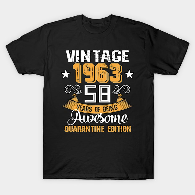 Birthday Gift Vintage 1963 58 Years Of Being Awesome T-Shirt by Salimkaxdew